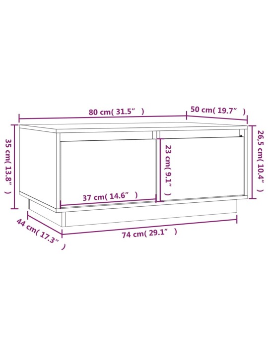 Konferenční stolek šedý 80x50x35 cm masivní borové dřevo