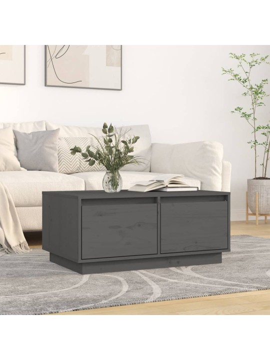 Konferenční stolek šedý 80x50x35 cm masivní borové dřevo