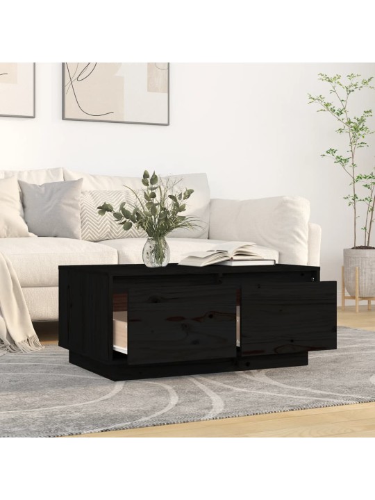 Konferenční stolek černý 80x50x35 cm masivní borové dřevo