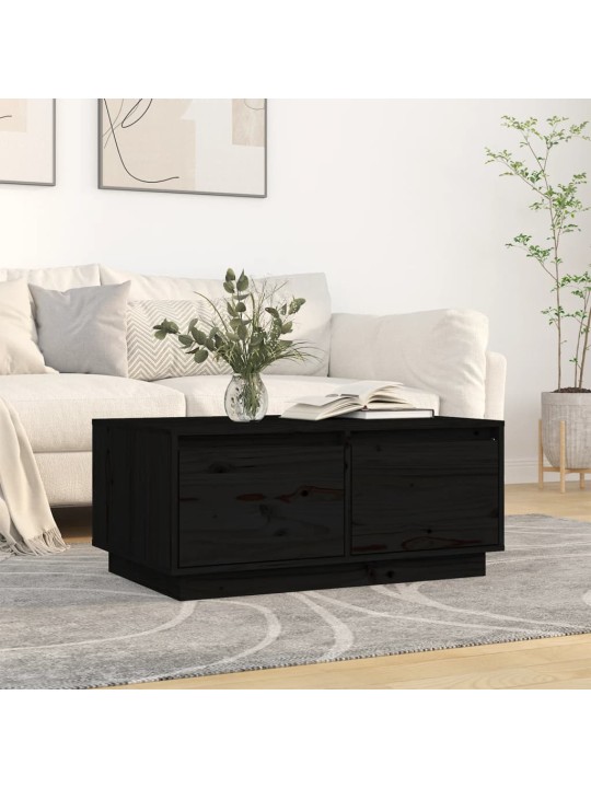 Konferenční stolek černý 80x50x35 cm masivní borové dřevo