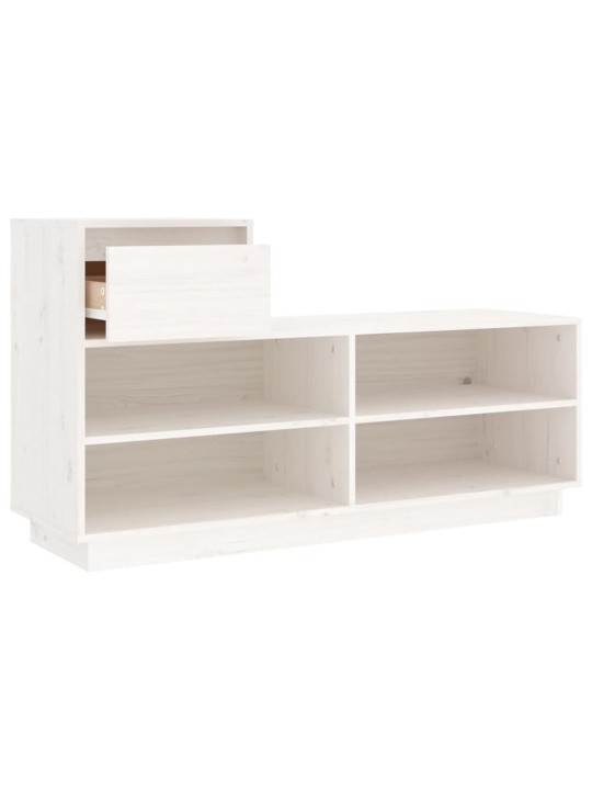 Botník bílý 110 x 34 x 61 cm masivní borové dřevo