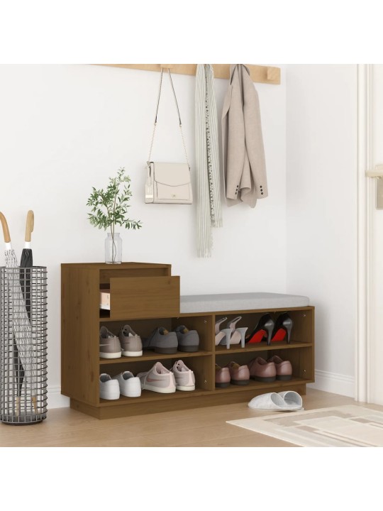 Botník medově hnědý 110 x 34 x 61 cm masivní borové dřevo