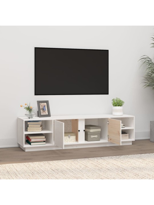 TV skříňka bílá 156 x 40 x 40 cm masivní borové dřevo