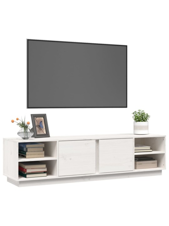 TV skříňka bílá 156 x 40 x 40 cm masivní borové dřevo