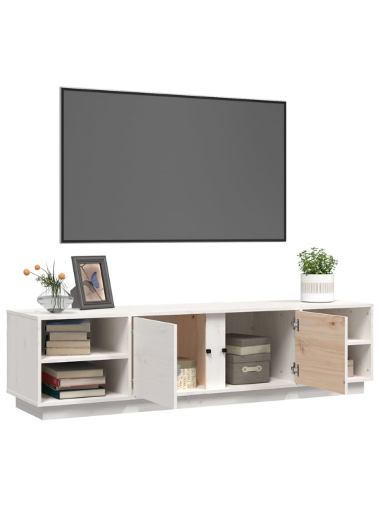TV skříňka bílá 156 x 40 x 40 cm masivní borové dřevo