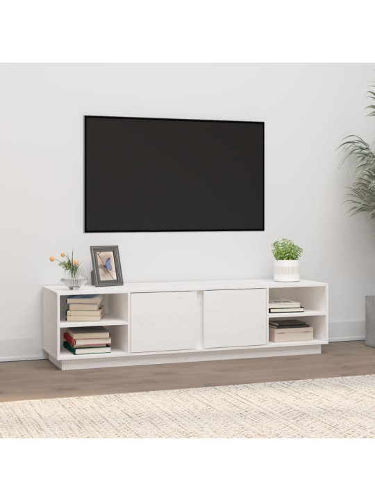 TV skříňka bílá 156 x 40 x 40 cm masivní borové dřevo