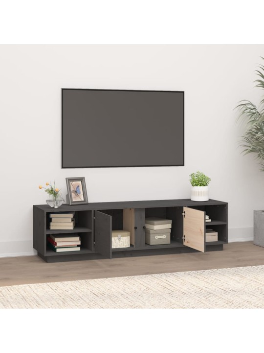 TV skříňka šedá 156 x 40 x 40 cm masivní borové dřevo