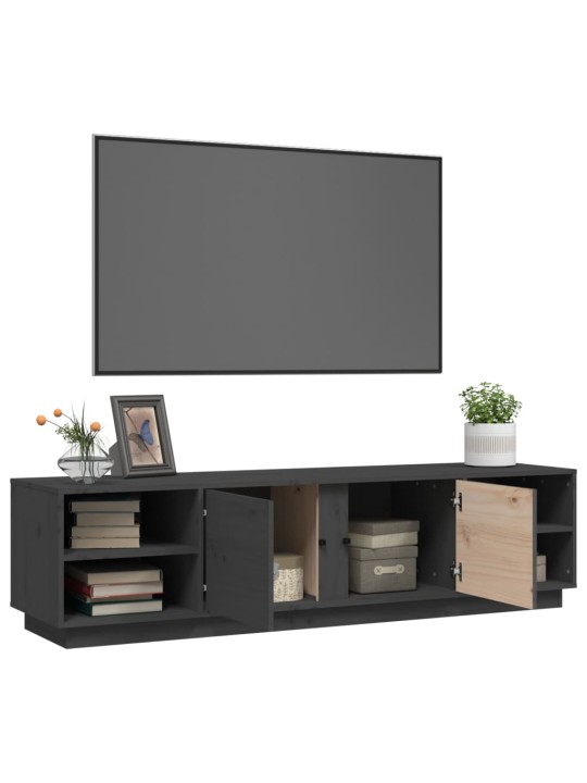 TV skříňka šedá 156 x 40 x 40 cm masivní borové dřevo