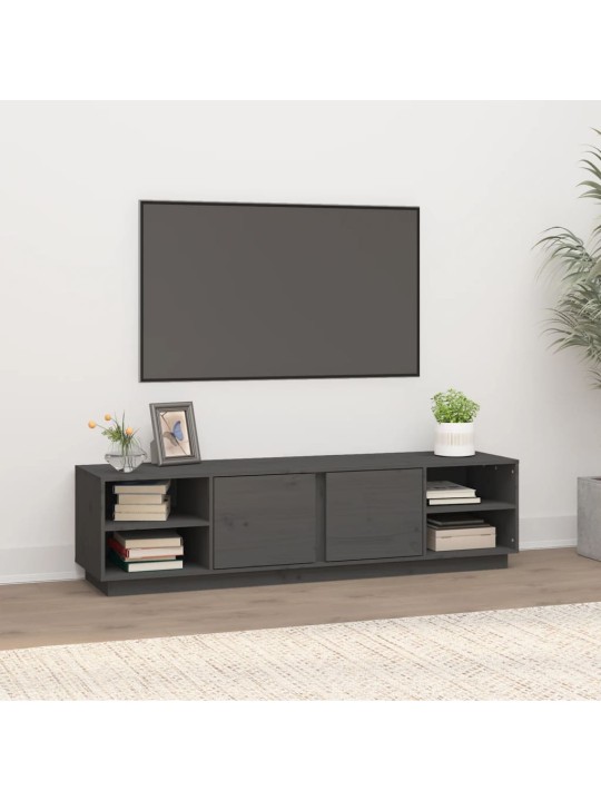 TV skříňka šedá 156 x 40 x 40 cm masivní borové dřevo