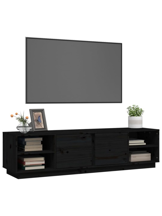 TV skříňka černá 156 x 40 x 40 cm masivní borové dřevo