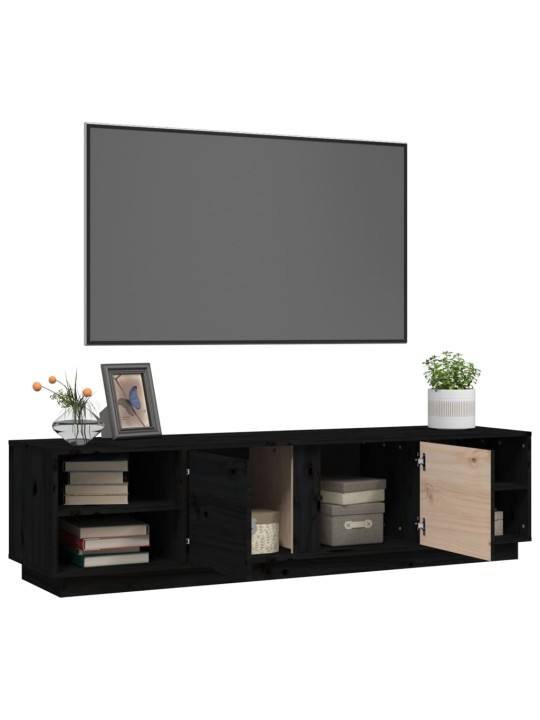 TV skříňka černá 156 x 40 x 40 cm masivní borové dřevo