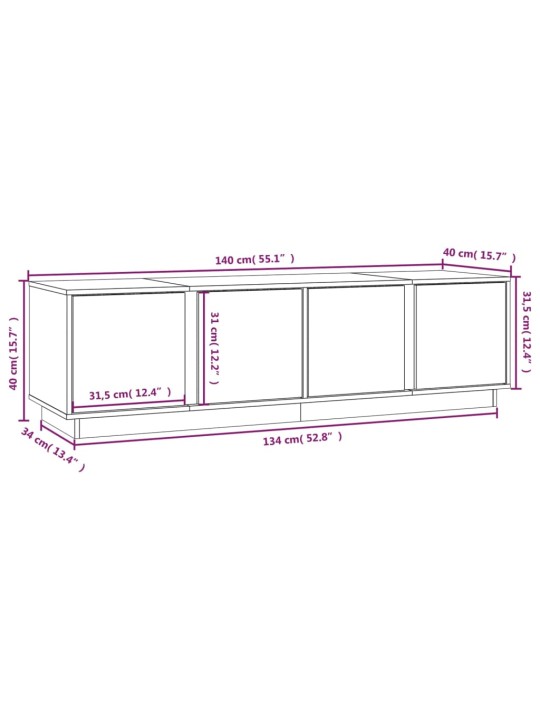 TV skříňka 140 x 40 x 40 cm masivní borové dřevo