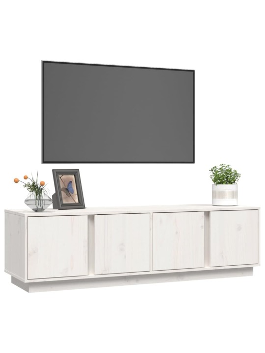 TV skříňka bílá 140 x 40 x 40 cm masivní borové dřevo