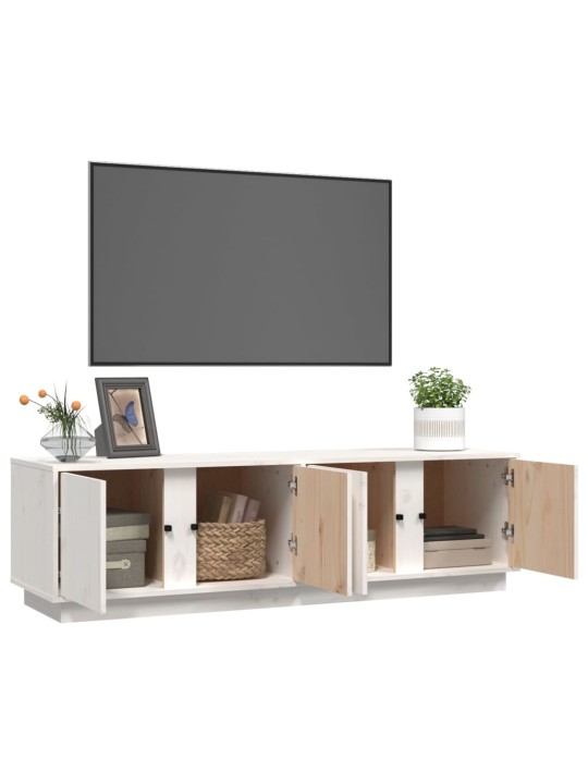 TV skříňka bílá 140 x 40 x 40 cm masivní borové dřevo