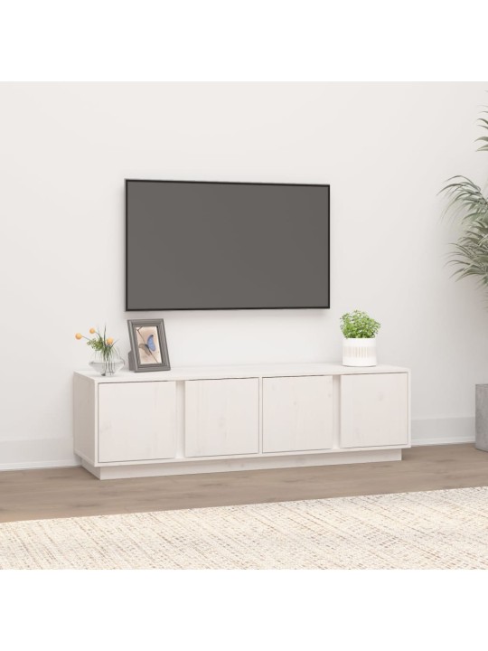 TV skříňka bílá 140 x 40 x 40 cm masivní borové dřevo