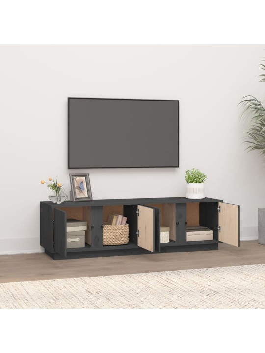 TV skříňka šedá 140 x 40 x 40 cm masivní borové dřevo