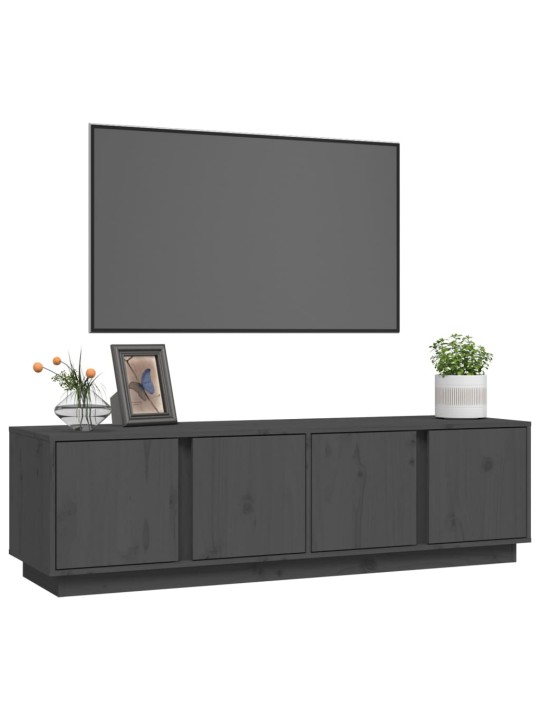 TV skříňka šedá 140 x 40 x 40 cm masivní borové dřevo
