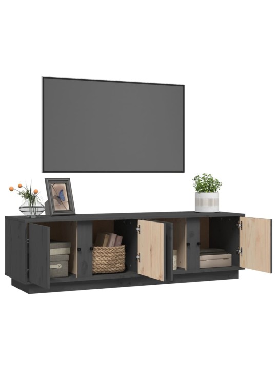 TV skříňka šedá 140 x 40 x 40 cm masivní borové dřevo