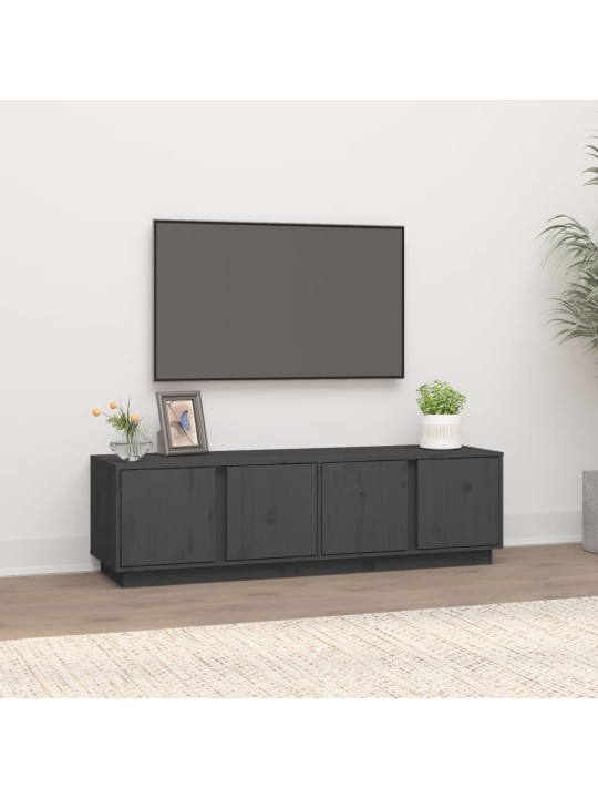 TV skříňka šedá 140 x 40 x 40 cm masivní borové dřevo