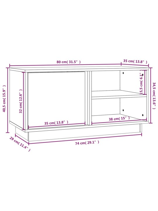 TV skříňka 80 x 35 x 40,5 cm masivní borové dřevo