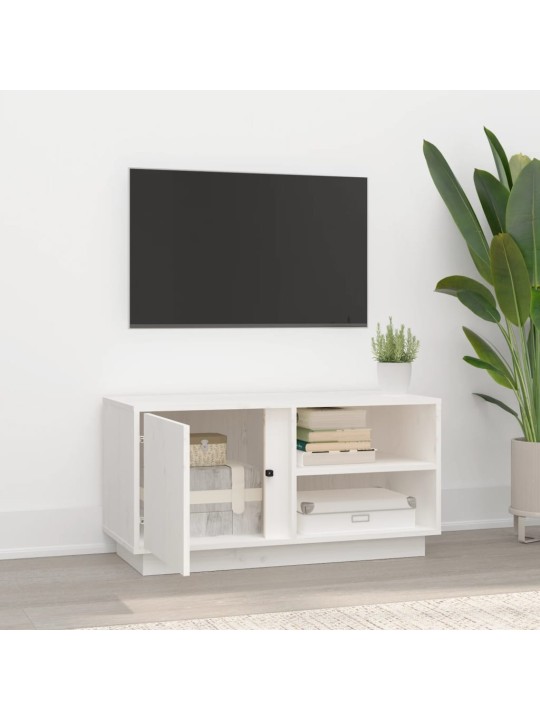 TV skříňka bílá 80x35x40,5 cm masivní borové dřevo