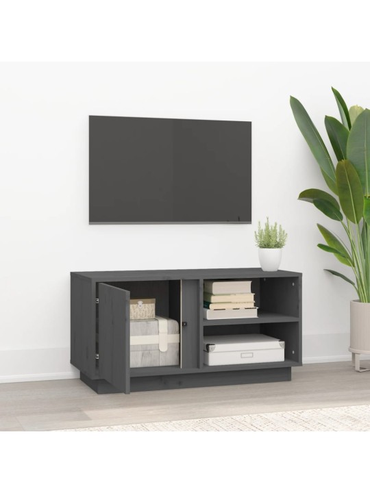 TV skříňka šedá 80 x 35 x 40,5 cm masivní borové dřevo