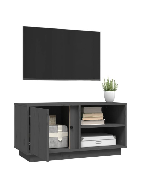 TV skříňka šedá 80 x 35 x 40,5 cm masivní borové dřevo