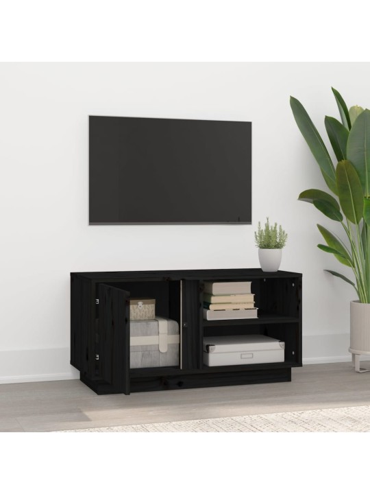 TV skříňka černá 80x35x40,5 cm masivní borové dřevo