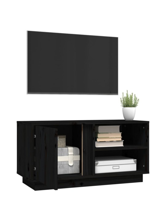TV skříňka černá 80x35x40,5 cm masivní borové dřevo