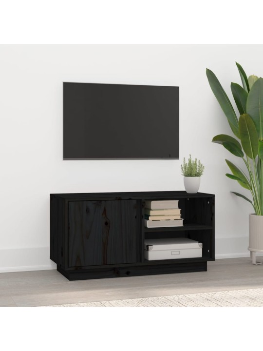 TV skříňka černá 80x35x40,5 cm masivní borové dřevo