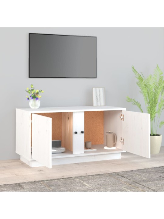 TV skříňka bílá 80x35x40,5 cm masivní borové dřevo