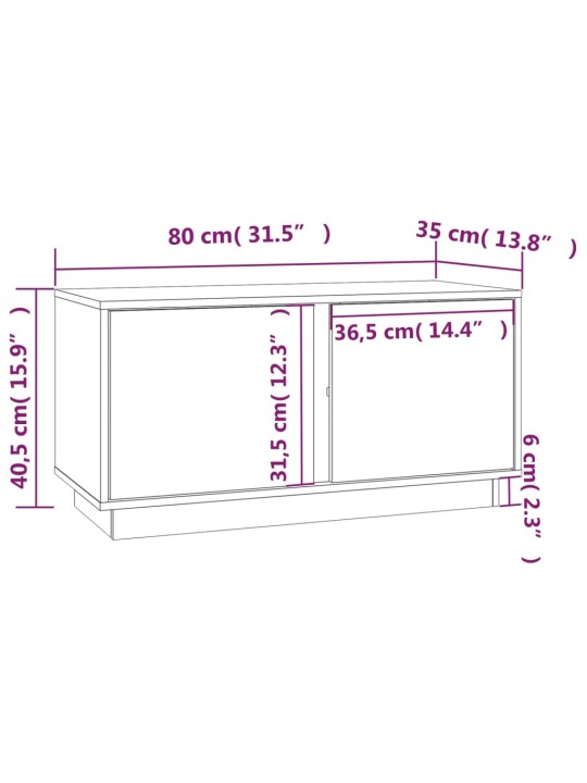 TV skříňka šedá 80 x 35 x 40,5 cm masivní borové dřevo