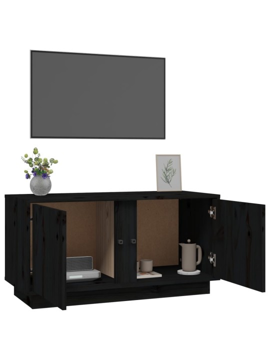 TV skříňka černá 80x35x40,5 cm masivní borové dřevo