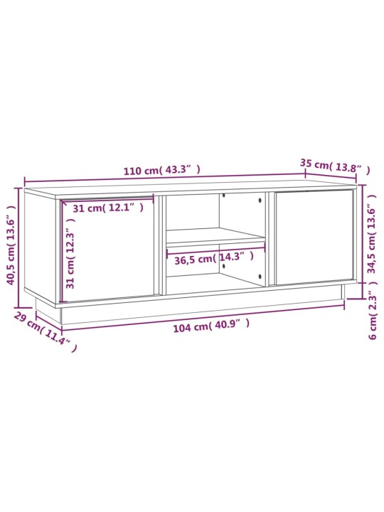 TV skříňka 110x35x40,5 cm masivní borové dřevo