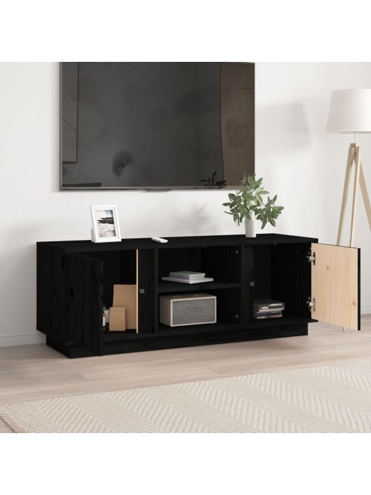 TV skříňka černá 110x35x40,5 cm masivní borové dřevo