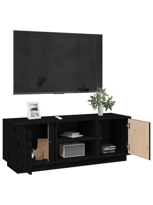 TV skříňka černá 110x35x40,5 cm masivní borové dřevo
