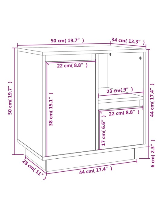 Noční stolky 2 ks medově hnědé 50x34x50 cm masivní borové dřevo