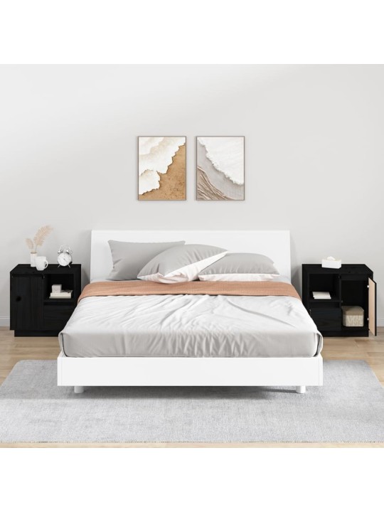 Noční stolky 2 ks černé 50 x 34 x 50 cm masivní borové dřevo