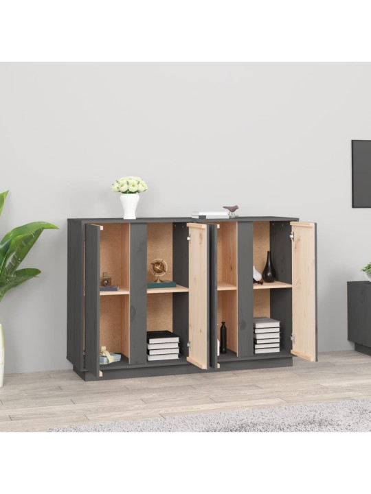 Příborník šedý 120x35x80 cm masivní borové dřevo