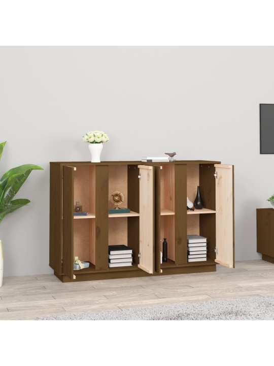 Příborník medově hnědý 120x35x80 cm masivní borové dřevo