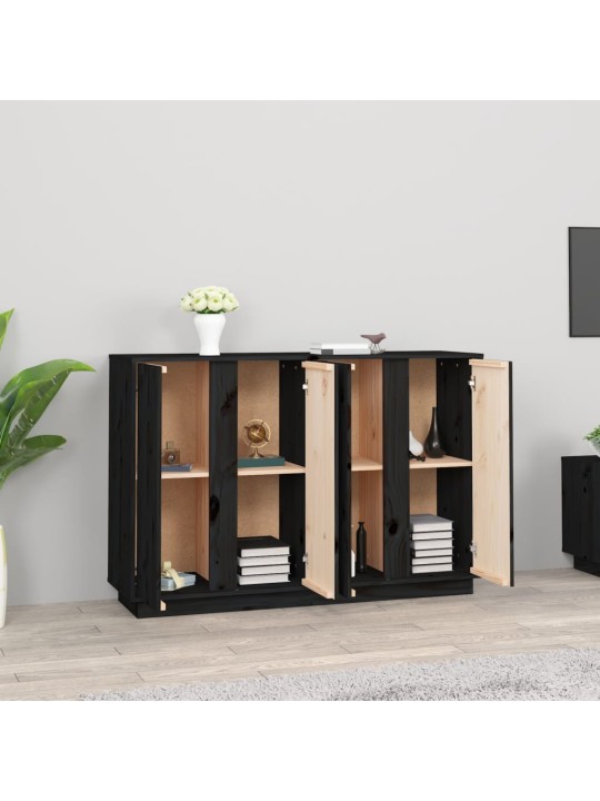 Příborník černý 120x35x80 cm masivní borové dřevo