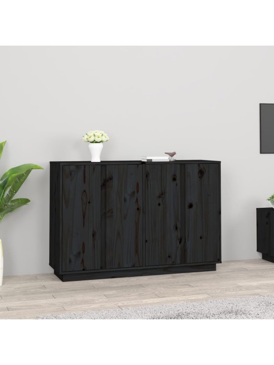 Příborník černý 120x35x80 cm masivní borové dřevo