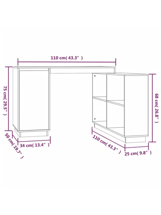 Psací stůl 110x50x75 cm masivní borové dřevo