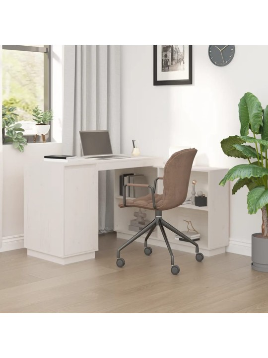 Psací stůl bílý 110x50x75 cm masivní borové dřevo