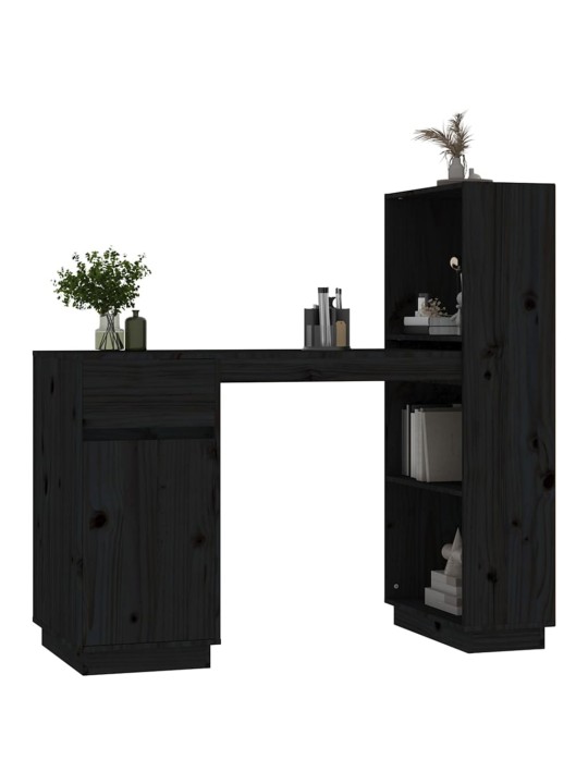 Psací stůl černý 110x53x117 cm masivní borové dřevo