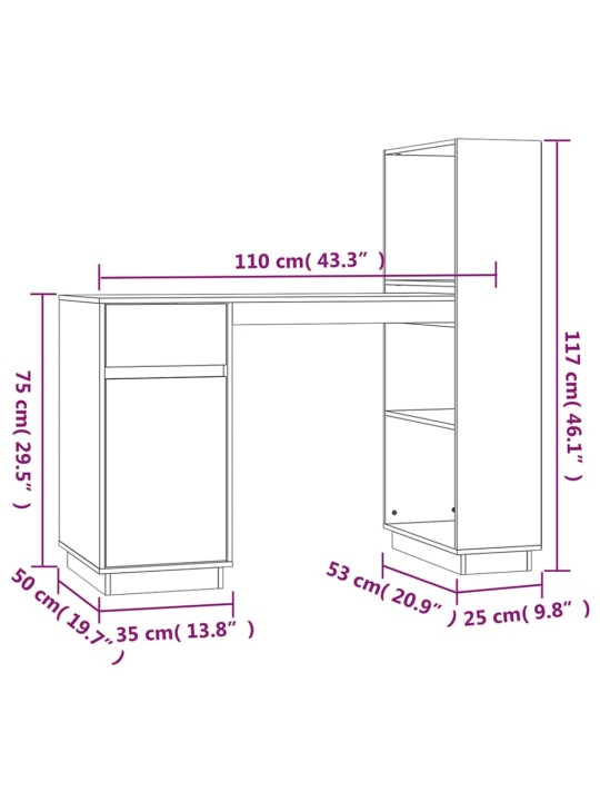 Psací stůl černý 110x53x117 cm masivní borové dřevo