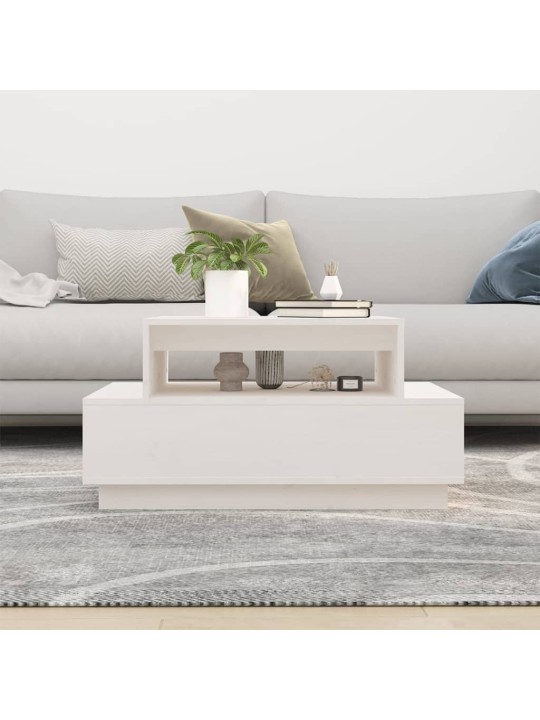 Konferenční stolek bílý 80x55x40,5 cm masivní borové dřevo