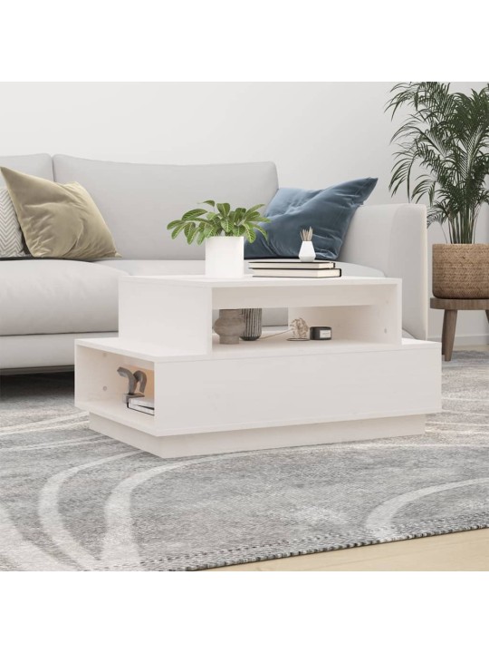 Konferenční stolek bílý 80x55x40,5 cm masivní borové dřevo