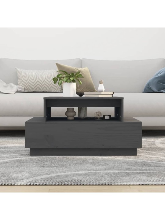 Konferenční stolek šedý 80x55x40,5 cm masivní borové dřevo