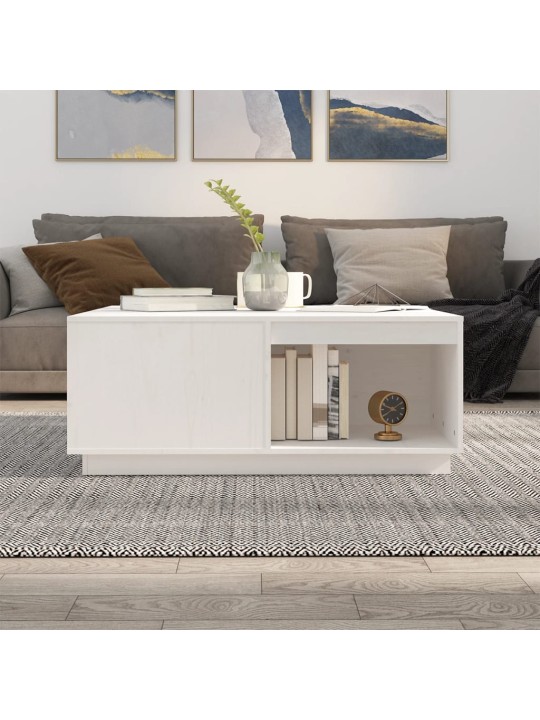 Konferenční stolek bílý 100x101x40,5 cm masivní borové dřevo